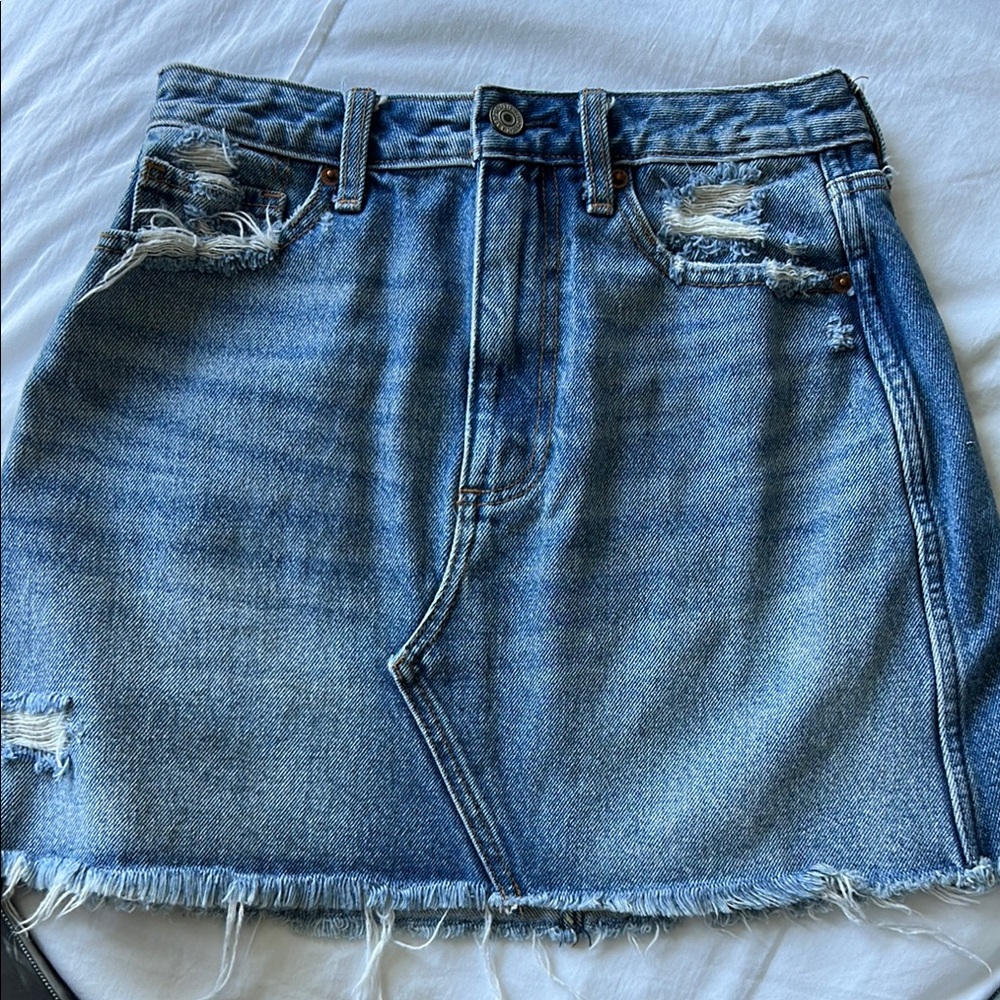 Distressed Denim Skirt